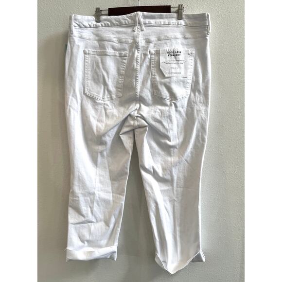 Good American Plus White High Rise Ankle High Raw Hem Straight Leg Jeans 22W - Picture 8 of 14